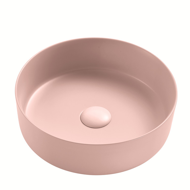 Color matt round shape ceramic bathroom sink hotel wash sink basin bassin