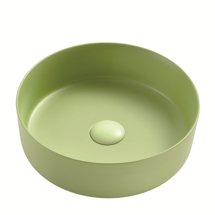 Color matt round shape ceramic bathroom sink hotel wash sink basin bassin