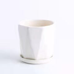 Wholesale modern design simple nordic matte vanilla green plant pot with tray flower pots planters home frp flower pot