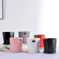 Succulent flower pot ins Nordic personality simple solid color small flower pot ceramic flower pot