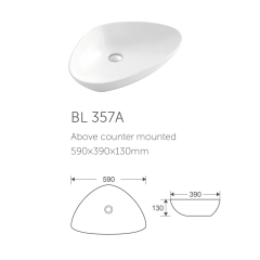 Luxury special shape white ceramic art basin bathroom sink