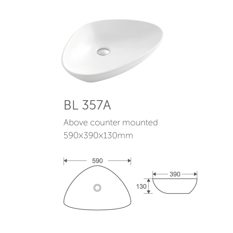 Luxury special shape white ceramic art basin bathroom sink