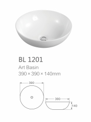 Round shape ceramic art basin glossy white ceramic sink basin bathroom