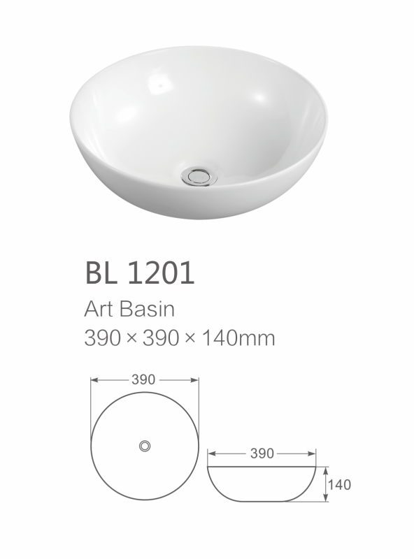 Round shape ceramic art basin glossy white ceramic sink basin bathroom