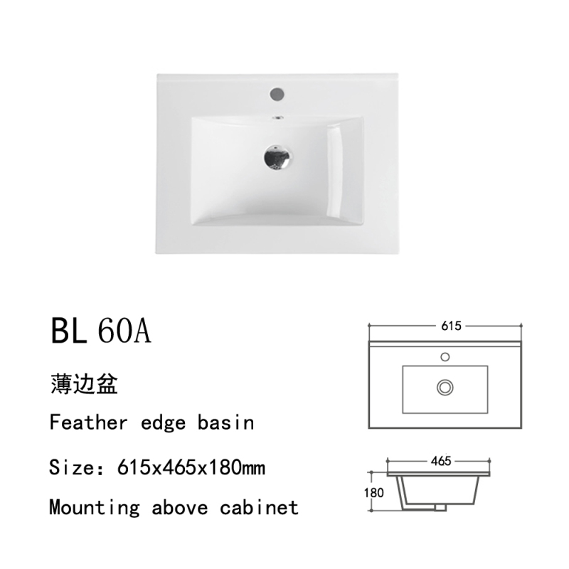 White Ceramic Basin Rectangle Thin Edge Vanity Top Washbasin Price Cabinet Bathroom Sinks