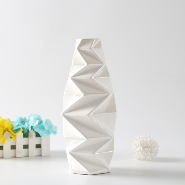 Wedding Flower Vase White Ceramic Vase Unique Design Tabletop Art Decor Home Restaurant Hotel Decoration