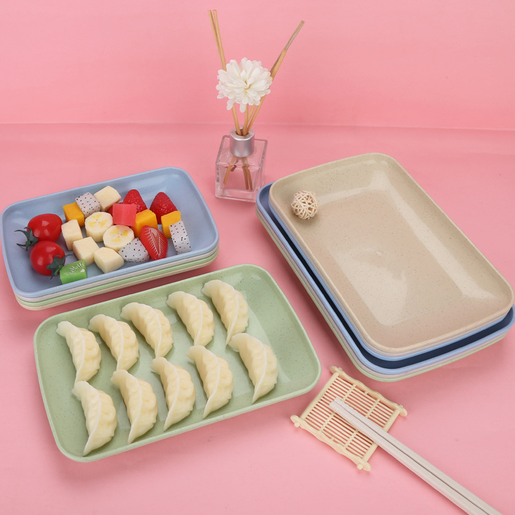 Wheat straw rectangular plate sushi rice noodle plate,household barbecue plate,tray plastic snack plate fruit plate