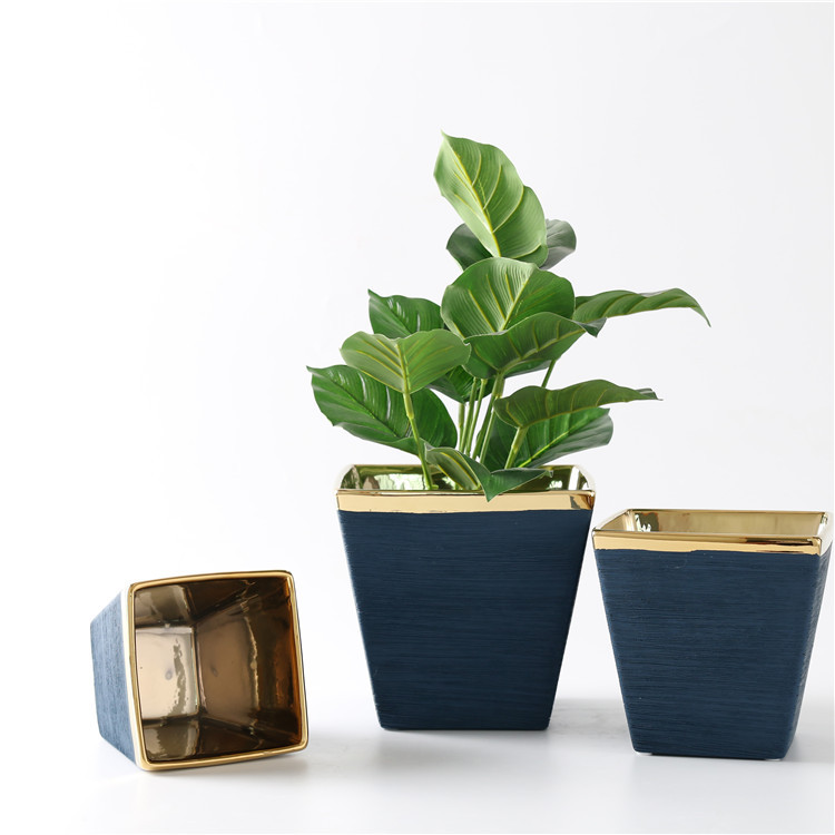 Gold Plating Ceramic Home Decoration Wholesale Fine Ceramic Plant Pot