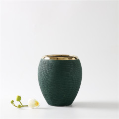 Factory Modern Custom Logo Indoor Outdoor Decorative Dark Green Ceramic Indoor Planters