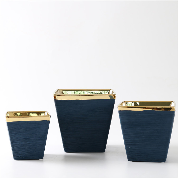 Gold Plating Ceramic Home Decoration Wholesale Fine Ceramic Plant Pot