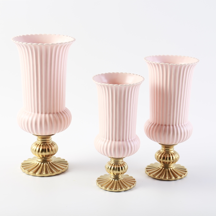 Nordic Stripe Cylinder Vase Ceramic Flower Vase Luxury Wedding Decorative Tabletop Vase Home Restaurant Hotel Decoration
