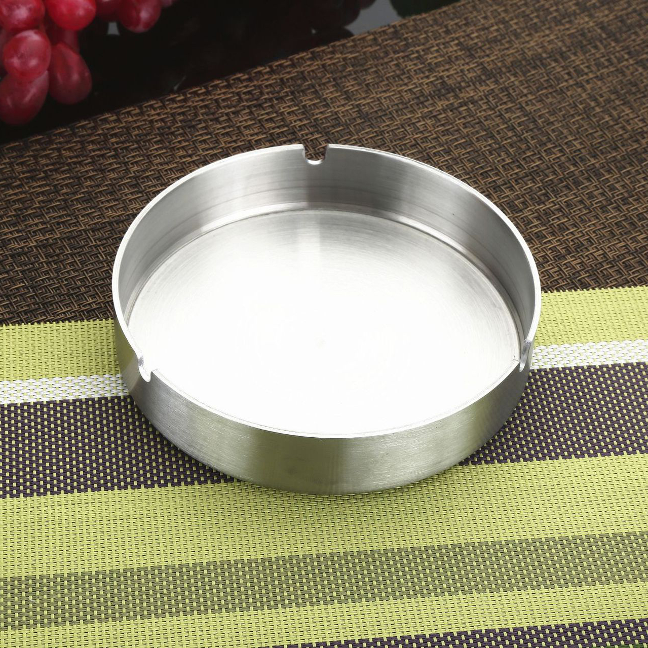 Living room office round shape stainless steel silver large ashtray