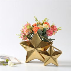 Gold Plating Ceramic Vase Wedding Decorative Star Shape Flower Vase Hanging Ornaments Home Decoration