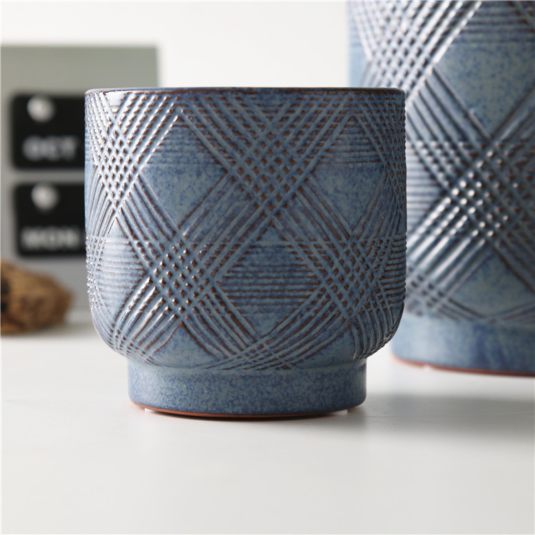 Dusty Blue Flower Pots Ceramic Flower Pots Wholesale Industrial Style Garden Office Desktop