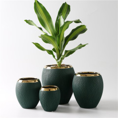 Fashionable Dark Green and Silver Style High Quality Flower Bonsai Pot Ceramic Pottery with Low Price