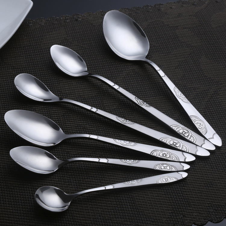 Cheap stainless steel hotel cafes restaurant long handle ice spoons mirror polished silver