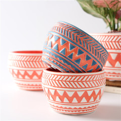 Tribal Style Ceramic Flower Pots Wholesale Hand Painted Flowerpot Set