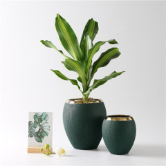 Factory Modern Custom Logo Indoor Outdoor Decorative Dark Green Ceramic Indoor Planters