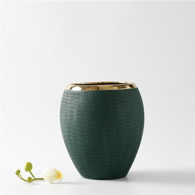 Fashionable Dark Green and Silver Style High Quality Flower Bonsai Pot Ceramic Pottery with Low Price