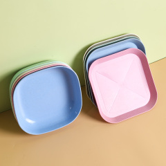 Safe and environmentally friendly wheat straw fiber square plate dinnerware sets Dishes & Plates