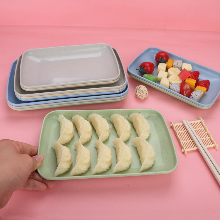 Wheat straw rectangular plate sushi rice noodle plate,household barbecue plate,tray plastic snack plate fruit plate