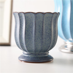 Amazon Hot Sale Sliver and Blue Decor Ceramic Flower Pot Set Nordic Style Wholesale Pot for Flower