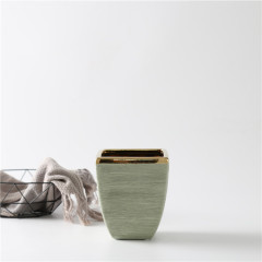 New Design Factory Price High Quality Custom Logo Gold Intersperse Ceramic Plant Pot for Home Decor