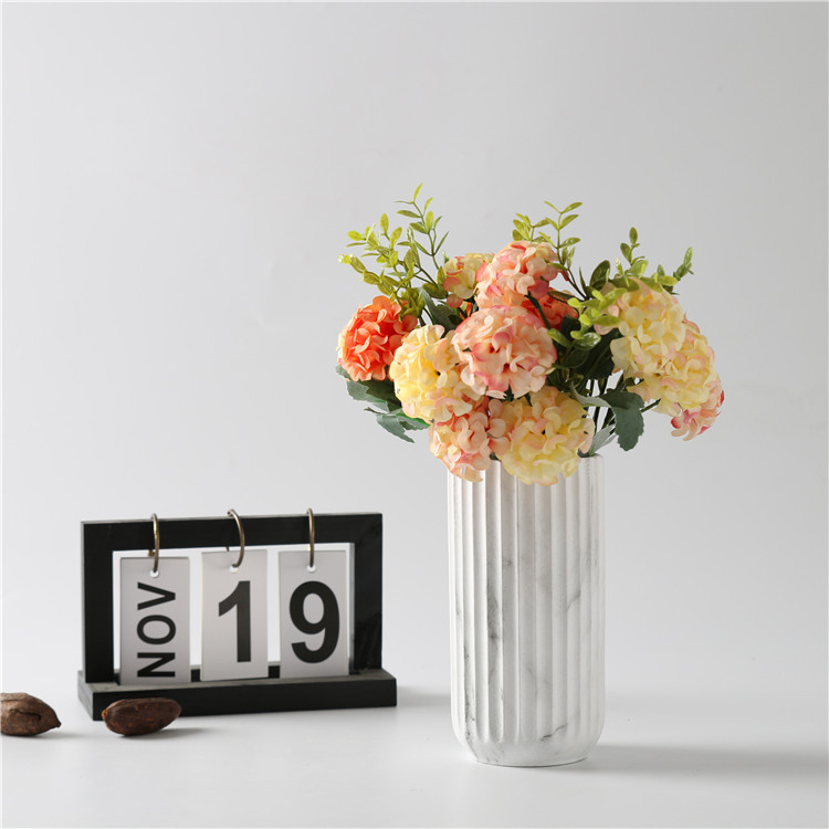 White Wedding Flower Vase Marble Vertical Grain Ceramic Vase Nordic Simple Art Decor Gift Home Restaurant Hotel Decoration