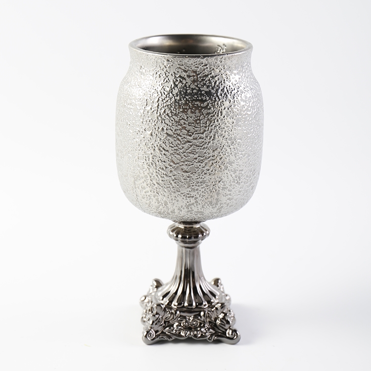 Fashion Luxury Silver Flower Vase Ceramic Vase Round Shape Tabletop Vase European Style Home Restaurant Wedding Hotel Decoration
