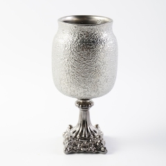 Fashion Luxury Silver Flower Vase Ceramic Vase Round Shape Tabletop Vase European Style Home Restaurant Wedding Hotel Decoration