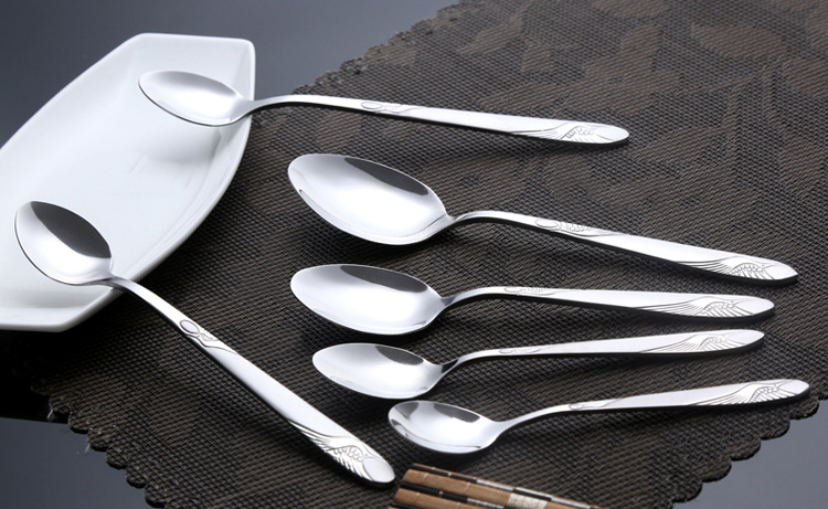 Reusable mirror polish silver color spoon stainless steel ice spoons scoops with long handle