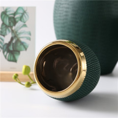 Factory Modern Custom Logo Indoor Outdoor Decorative Dark Green Ceramic Indoor Planters