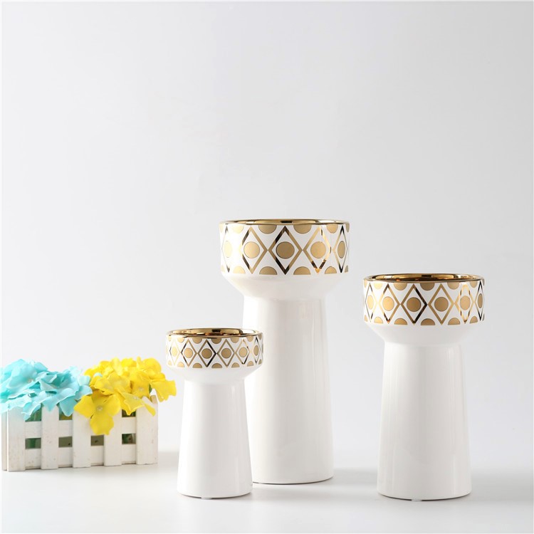 Modern Simple Ceramic Vase Indoor Home Decorative Flower Vase Luxury Gold-Plating Patterns Vase Hotel Decoration