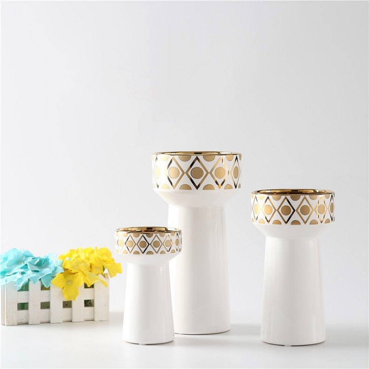 Modern Simple Ceramic Vase Indoor Home Decorative Flower Vase Luxury Gold-Plating Patterns Vase Hotel Decoration