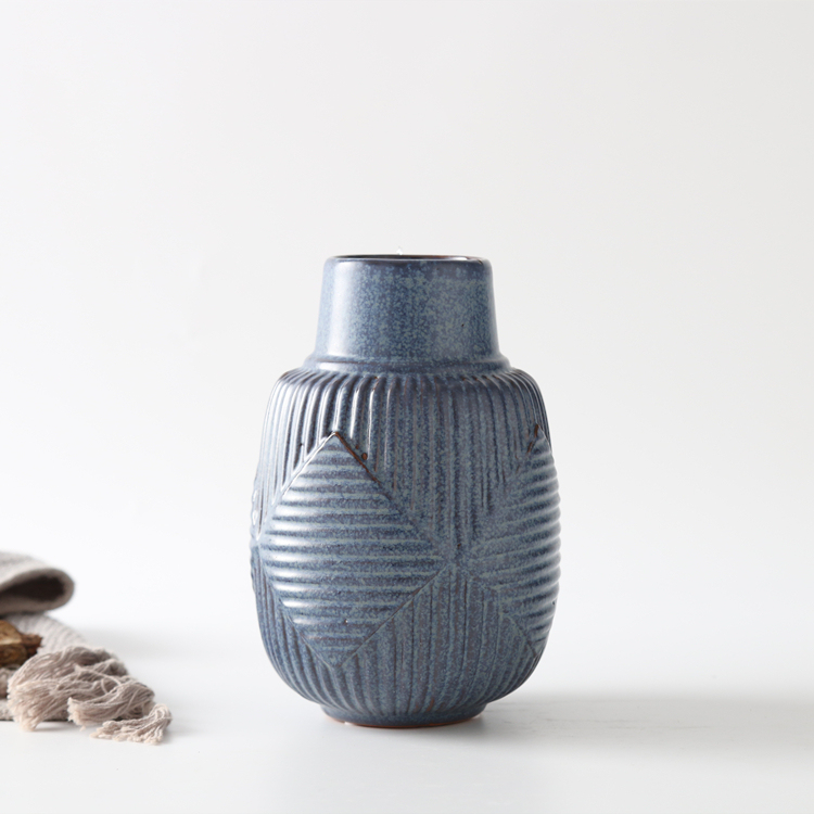 Modern Minimalist Decorative Ceramic Vase Nordic Style Grey Blue Flower Vase Home Restaurant Wedding Hotel Decoration