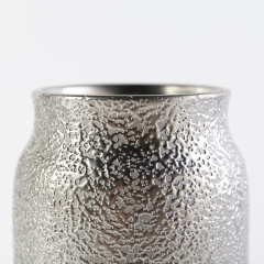 Fashion Luxury Silver Flower Vase Ceramic Vase Round Shape Tabletop Vase European Style Home Restaurant Wedding Hotel Decoration
