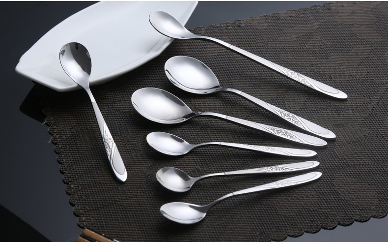 Stainless Steel Spoon Silverware Polished Metal Wedding Quality Silver Cutlery Spoon