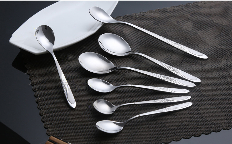 Stainless Steel Spoon Silverware Polished Metal Wedding Quality Silver Cutlery Spoon