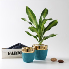 Hessian Embossed Modern Luxury Hotel Ornaments High Quality Ceramic Flower Pots for Wedding Decoration