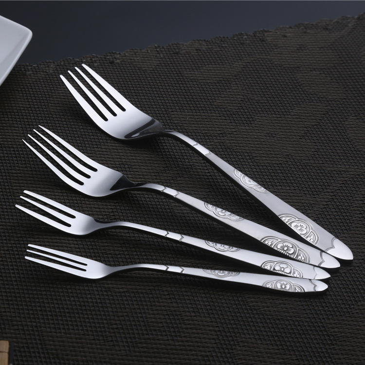Stainless steel afternoon tea fork custom unique design 410 stainless steel mirror polish silver fork