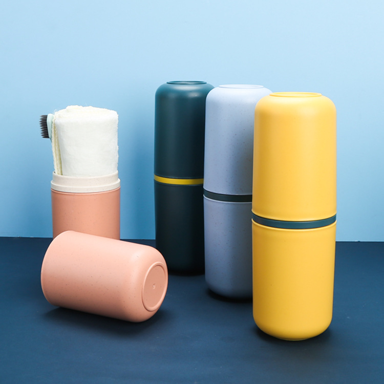 Wheat stalk multifunctional wash cup travel toothpaste mouthwash cup set portable travel plastics storage box