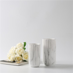 Modern Marble Ceramic Vase Vertical Grain White Wedding Decorative Vases Craft Gift Home Restaurant Hotel Decoration