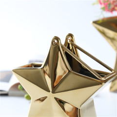 Gold Plating Ceramic Vase Wedding Decorative Star Shape Flower Vase Hanging Ornaments Home Decoration