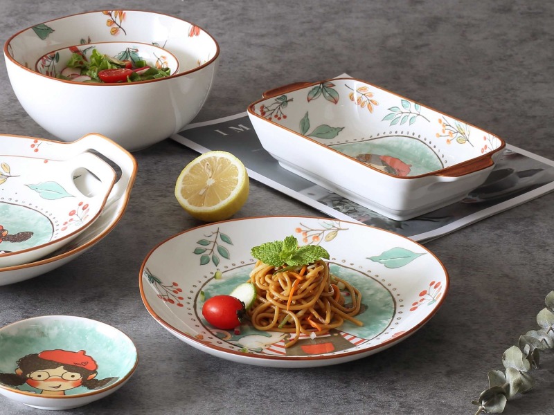 Fairytale Forest Design Ceramic Dinnerware 6" Irregular Dinner Bowl Family Hotel Restaurant Porcelain Tableware