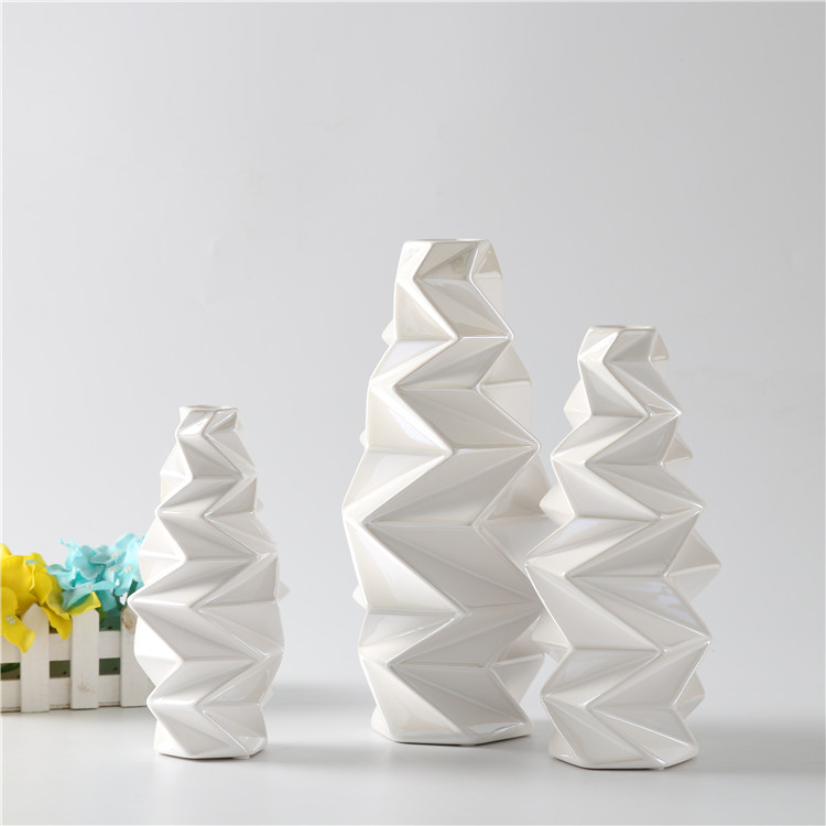 Wedding Flower Vase White Ceramic Vase Unique Design Tabletop Art Decor Home Restaurant Hotel Decoration