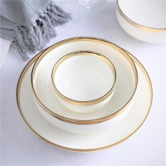 White Small Round Dish 9 cm Ceramic Dinner Dish Gold-plating Porcelain Tableware Modern Family Hotel Restaurant Dinnerware