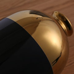 Luxury Gold Plating Flower Vase Home Decorative Vases Classic Black Ceramic Vase Hotel Restaurant Decoration