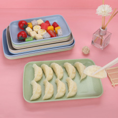 Rectangular wheat straw plate sushi rice noodle plate tray plastic snack plate fruit plate household barbecue plate