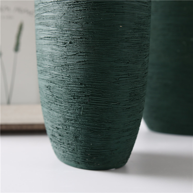 Classic Dark Green Hotel Decorative Ceramic Vase Modern Plating Tabletop Flower Vase Home Restaurant Decoration