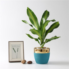 Hessian Embossed Modern Luxury Hotel Ornaments High Quality Ceramic Flower Pots for Wedding Decoration